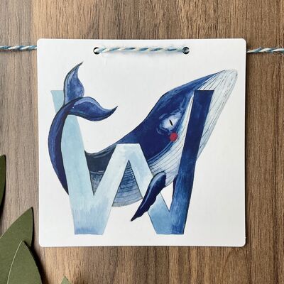 W - Whale Alphabet Tile