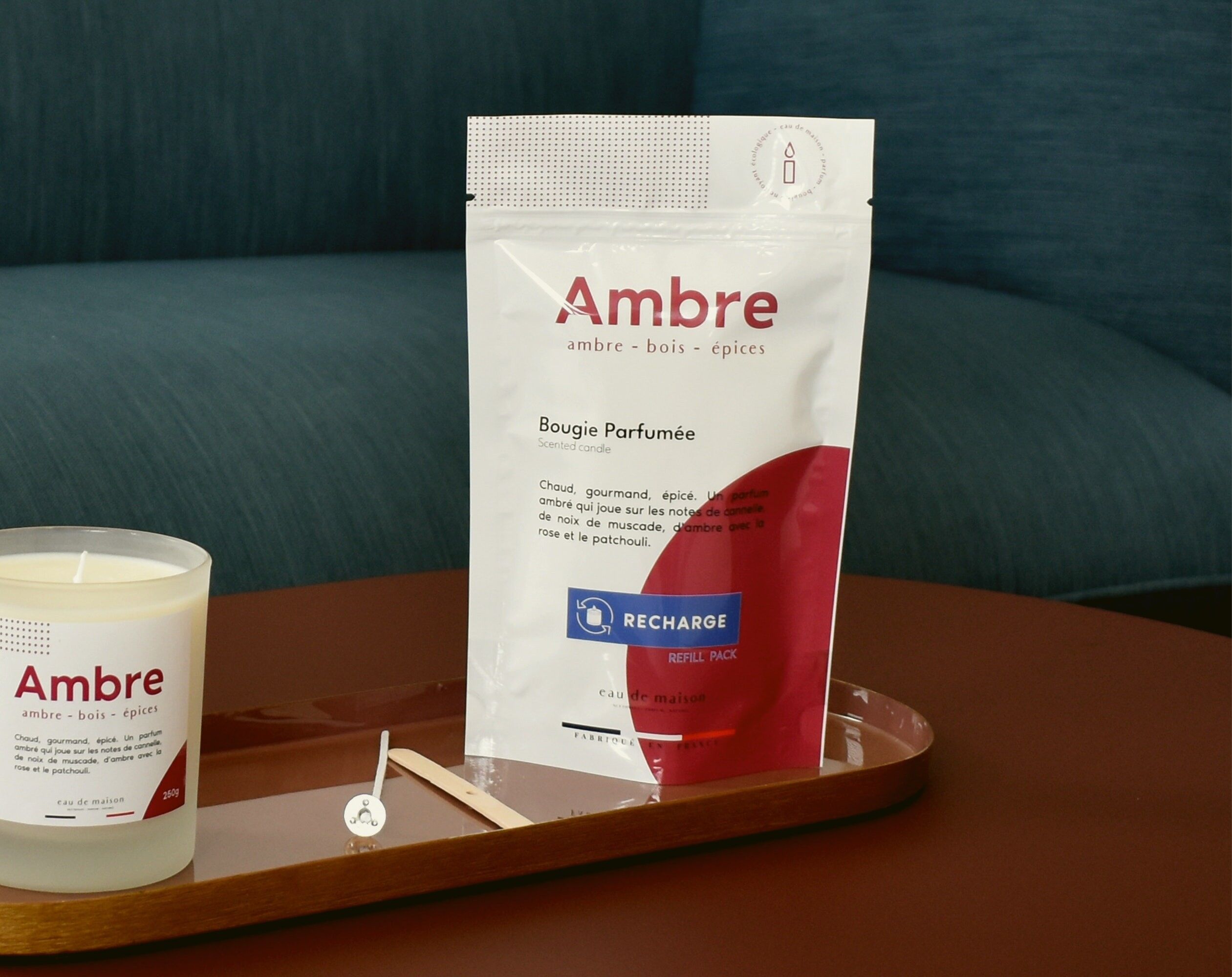 Ricarica candela profumata ambra – cera 100% vegetale – 250g