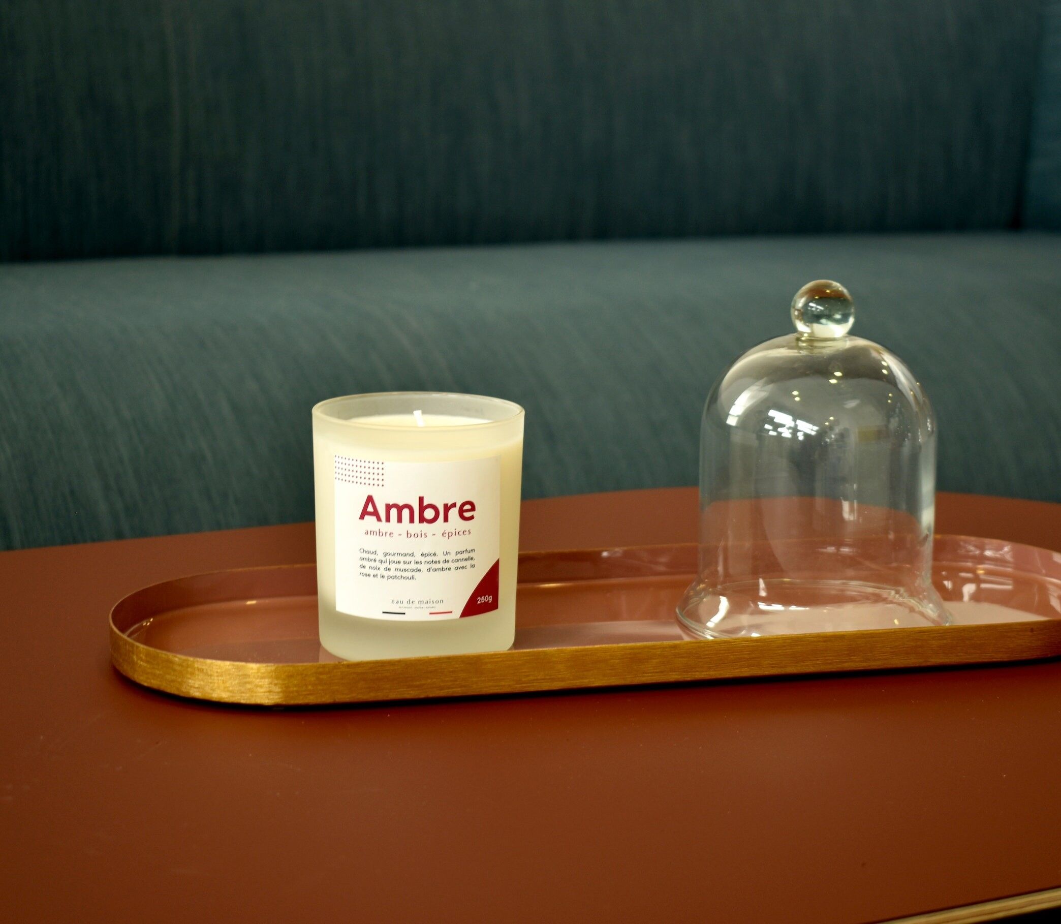 Candela profumata ambra ricaricabile 250g - 100% cera vegetale