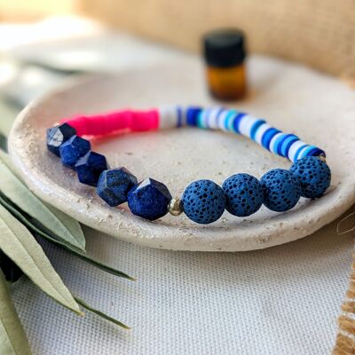 Lapis Lazuli & Lava Bead Gemstone Beaded Aromatherapy Bracelet