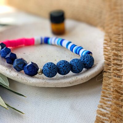 Pulsera de aromaterapia con cuentas de piedras preciosas de lapislázuli y lava