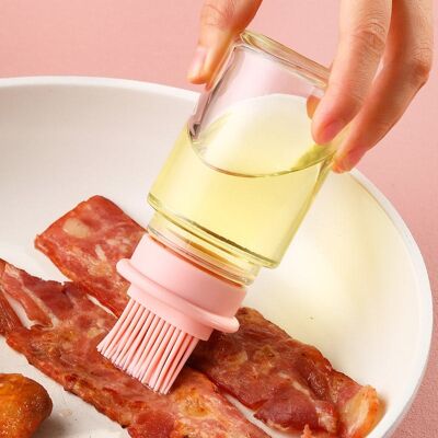 Portable Oil Bottle with Brush Silicone Barbecue Liquid Gadgets High-temperature Kitchen Baking Pastry Barbecue BBQ Tool
