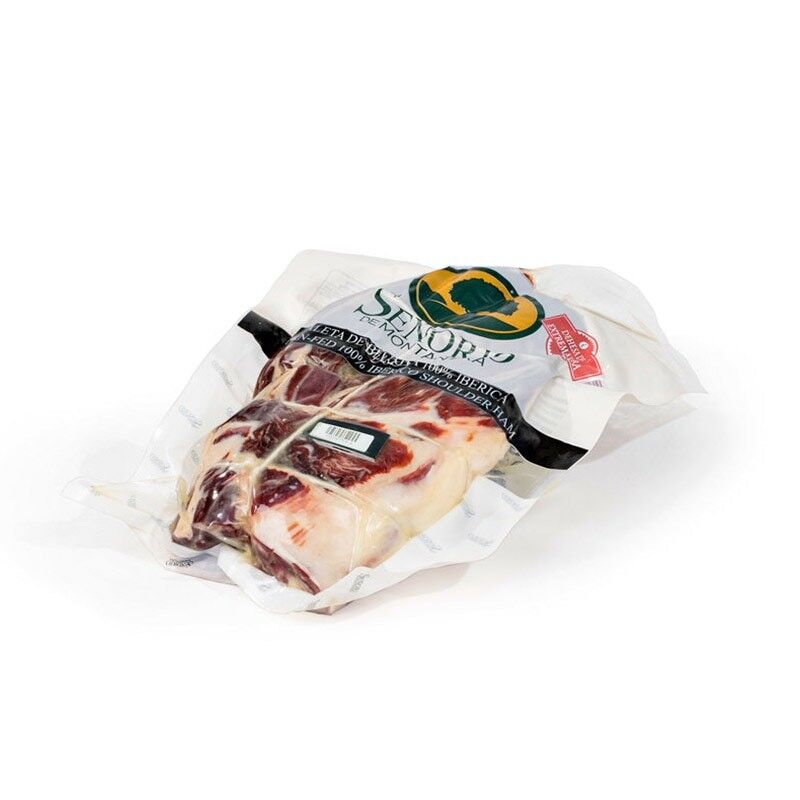100 % iberische Schulter, schwarzes Etikett, ohne Knochen, D.O.P. Wiese von Extremadura, Herrenhaus von Montanera