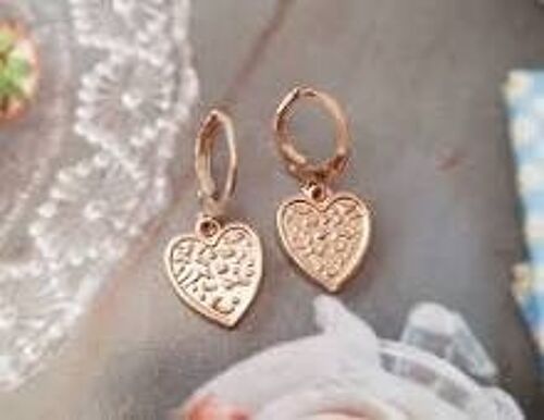 Boucles d'oreilles petits anneaux pendentif coeur