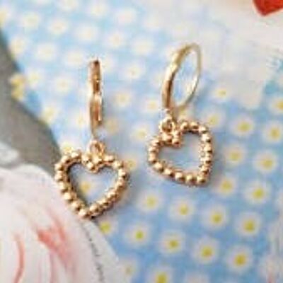 Small heart pendant hoop earrings