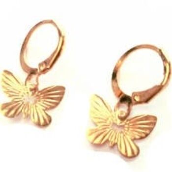 Boucles d'oreilles petits anneaux pendentif papillon 2