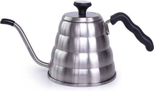 Bouilloire inox à col de cygne compatible gaz, induction, céramique pour préparer thé et cafés