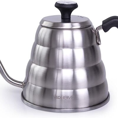 Stainless steel gooseneck kettle compatible with gas, induction, ceramic for preparing tea and coffee