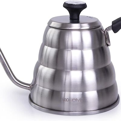 Stainless steel gooseneck kettle compatible with gas, induction, ceramic for preparing tea and coffee