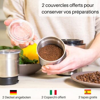 Moulin à café et mixeur électrique VeoHome broyeur pour grains de café, graine de lin et autres épices - inox 3
