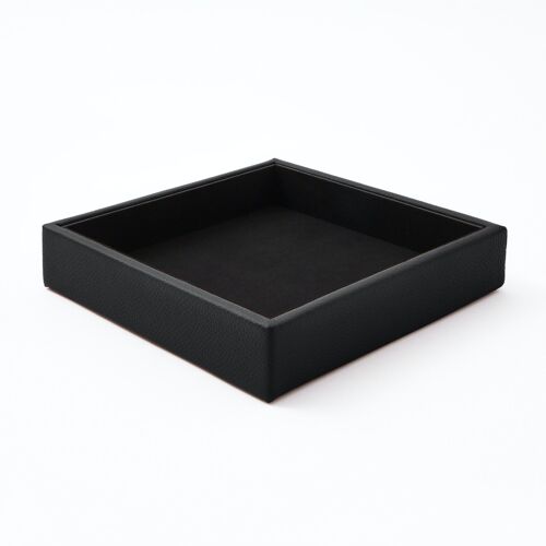 Valet Tray Atena Real Leather Black - cm 16,5x16,5 H.3,5