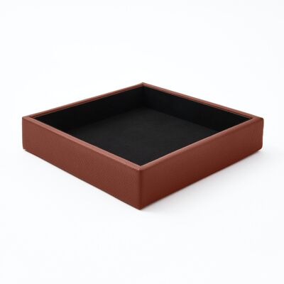 Valet Tray Atena Real Leather Orange Brown - cm 16,5x16,5 H.3,5