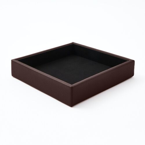 Valet Tray Atena Real Leather Dark Brown - cm 16,5x16,5 H.3,5