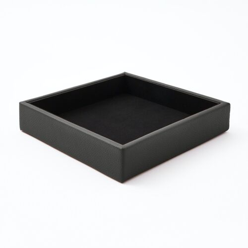 Valet Tray Atena Real Leather Anthracite Grey - cm 16,5x16,5 H.3,5