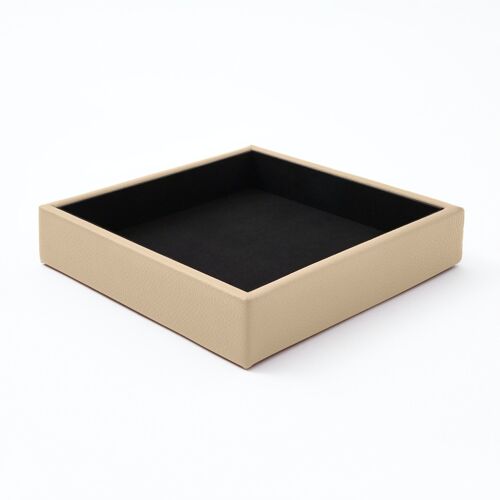 Valet Tray Atena Real Leather Beige - cm 16,5x16,5 H.3,5