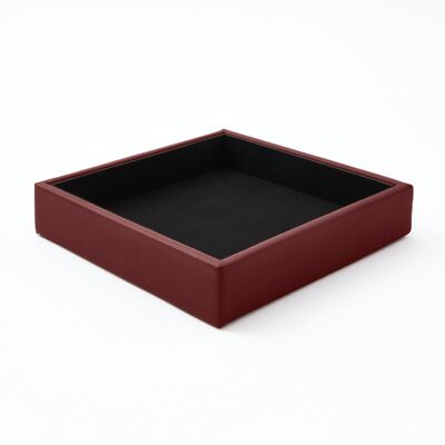 Valet Tray Atena Real Leather Burgundy Red - cm 16,5x16,5 H.3,5