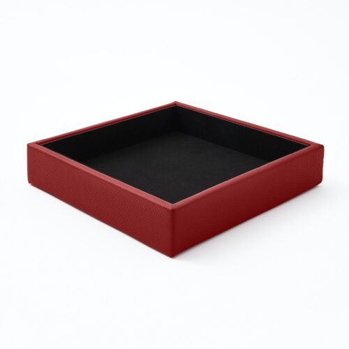 Valet Tray Atena Real Leather Ferrari Red - cm 16,5x16,5 H.3,5