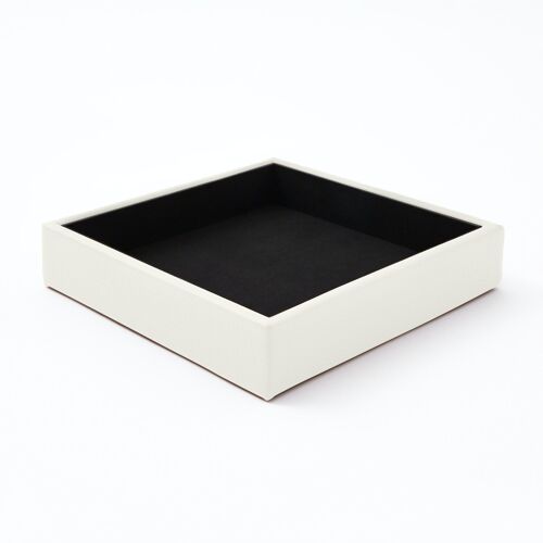 Valet Tray Atena Real Leather White - cm 16,5x16,5 H.3,5