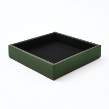 Plateau Valet Atena Cuir Véritable Vert - cm 16,5x16,5 H.3,5 1