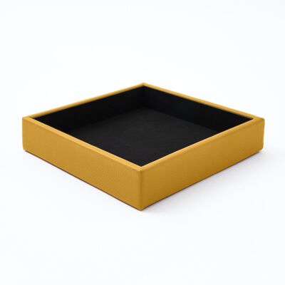 Valet Tray Atena Real Leather Yellow - cm 16,5x16,5 H.3,5