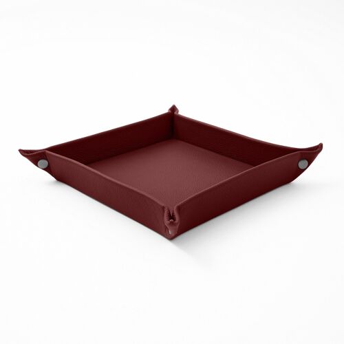 Valet Tray Iris Real Leather Burgundy Red - cm 18x18 H.4