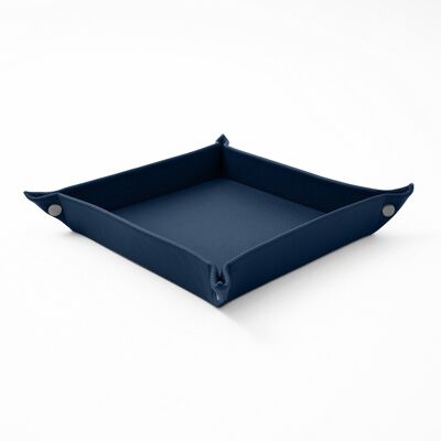Valet Tray Iris Real Leather Blue - cm 18x18 H.4