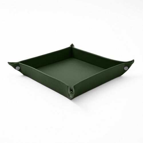 Valet Tray Iris Real Leather Green - cm 18x18 H.4