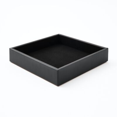 Valet Plateau Minerve Cuir Reconstitué Noir - cm 16,5x16,5 H.3,5