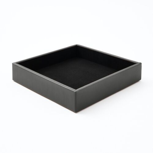 Valet Tray Minerva Bonded Leather Anthracite Grey - cm 16,5x16,5 H.3,5