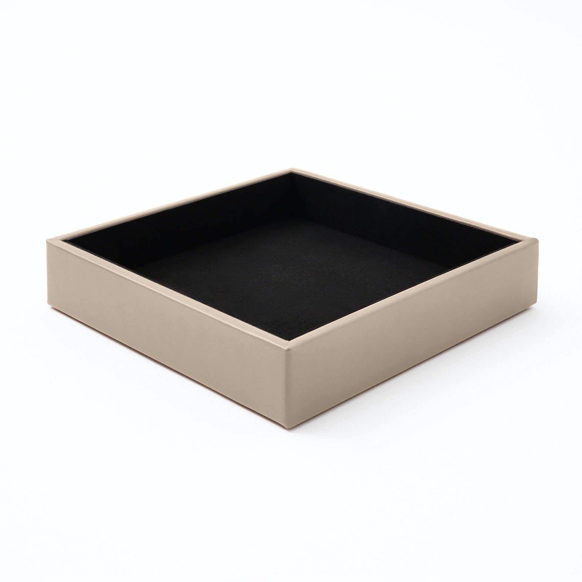 Valet Tray Minerva Bonded Leather Dove Grey - cm 16,5x16,5 H.3,5