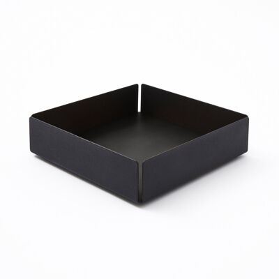 Svuotatasche Moire Struttura Acciaio Nero e Cuoio Rigenerato Grigio Antracite - cm 14,5x14,5 H.4