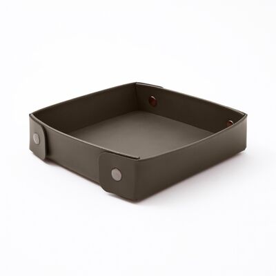 Bandeja Valet Perseo Piel regenerada Gris Topo - cm 16x16 H.4