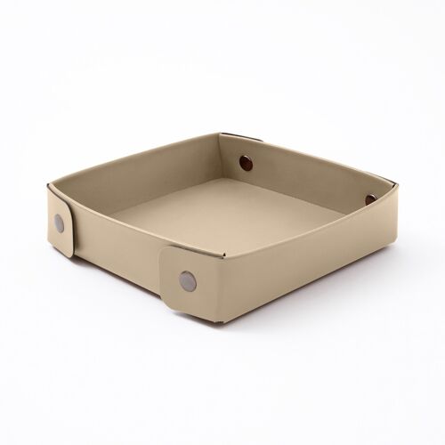 Valet Tray Perseo Bonded Leather Beige - cm 16x16 H.4