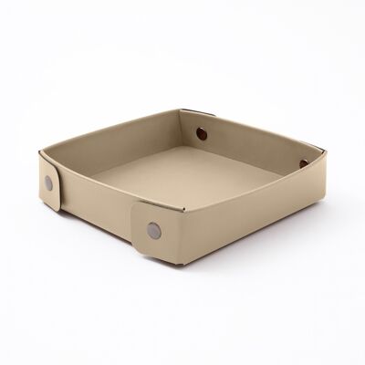 Valet Tray Perseo Bonded Leather Beige - cm 16x16 H.4