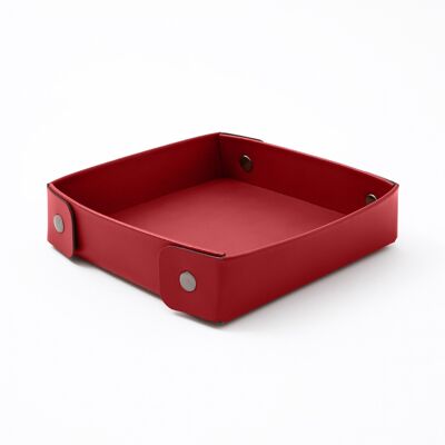 Valet Tray Perseo Bonded Leather Ferrari Red - cm 16x16 H.4