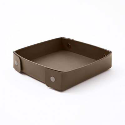 Valet Tray Perseo Bonded Leather Dove Grey - cm 16x16 H.4