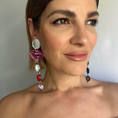 Colorful Long Clip On Earrings, Summer Earrings, Drop Earrings, Handmade Earrings, Unpierced Ears, Gift for Her, Made in Greece.