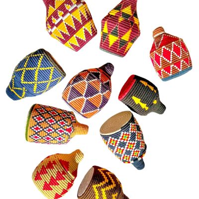 Conjunto de 5 cestas bereberes (mezcla de colores fijos): cálidas y luminosas