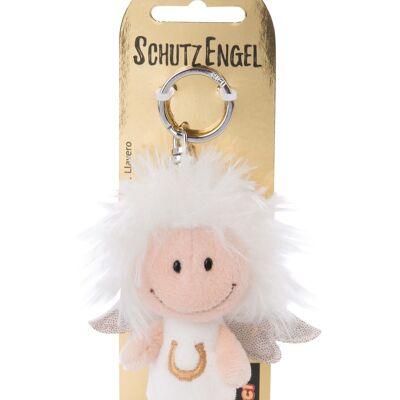Porte-clés ange gardien blanc 7cm avec symbole fer à cheval