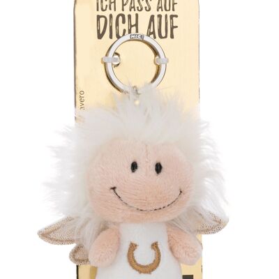 Llavero ángel de la guarda blanco 7cm con símbolo de herradura