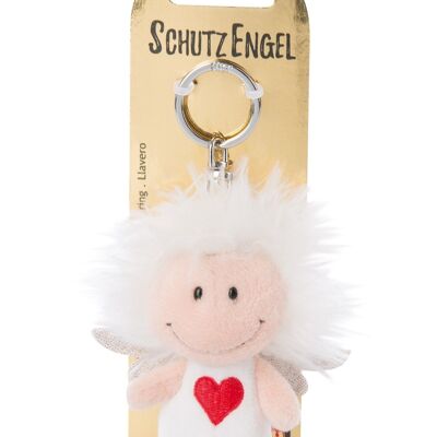 Guardian angel white 7cm key ring with heart symbol