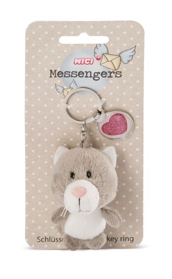 Porte-clés chat 7cm avec pendentif "symbole coeur" 1