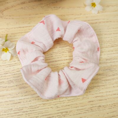 Girly pink triangle cotton gauze scrunchie
