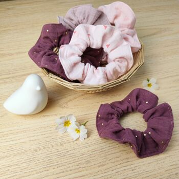 Chouchou gaze de coton girly rose triangle 2