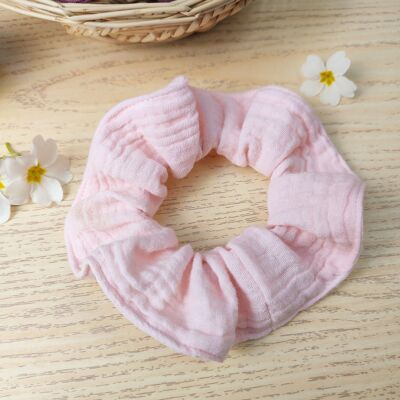 Plain pink girly cotton gauze scrunchie