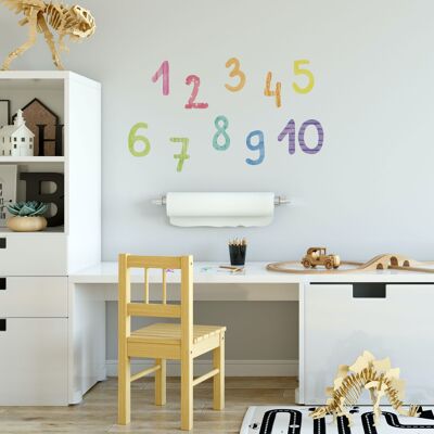 Rainbow Watercolor Numbers Wall Stickers