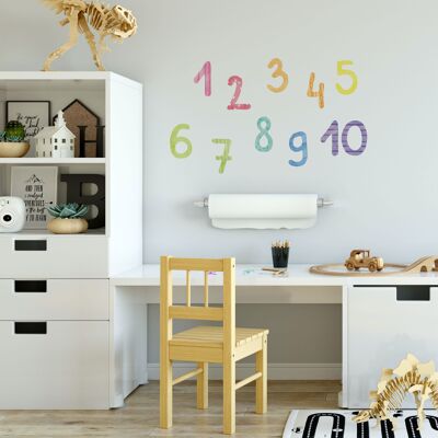 Rainbow Watercolor Numbers Wall Stickers