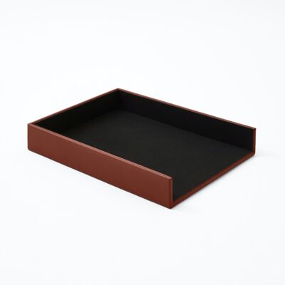 Paper Tray Atena Real Leather Orange Brown - cm 32x24,2 H.5