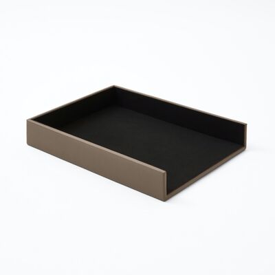 Paper Tray Atena Real Leather Taupe Grey - cm 32x24,2 H.5