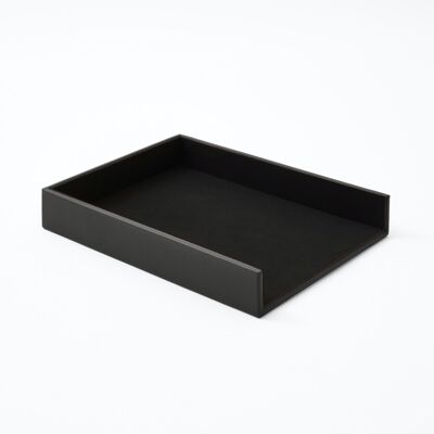 Vassoio Portacarte Atena Vera Pelle Grigio Antracite - cm 32x24,2 H.5